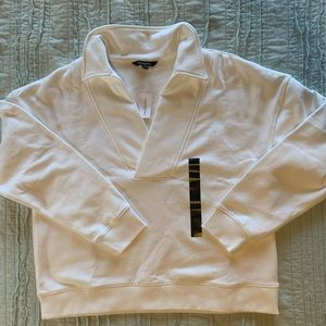 Banana Republic white collared sweatshirt